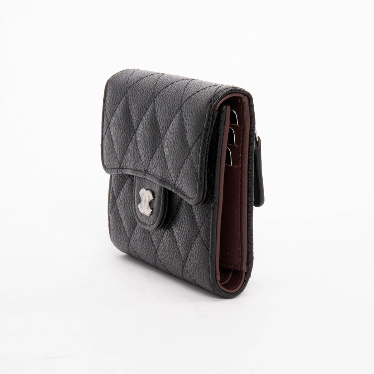 Chanel Black Quilted Caviar Small Classic Flap Wallet