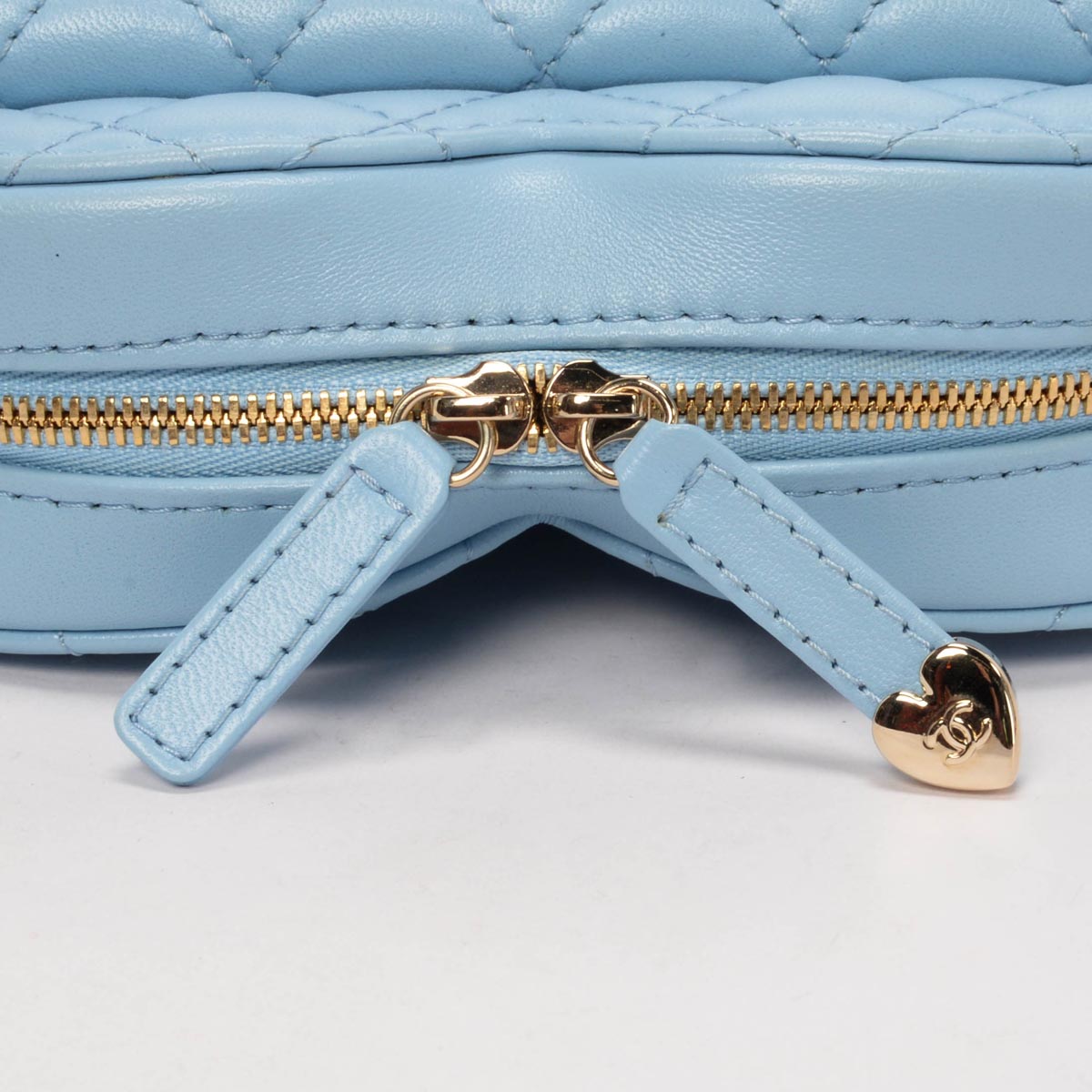 Chanel Blue Quilted Lambskin CC In Love Heart Bag