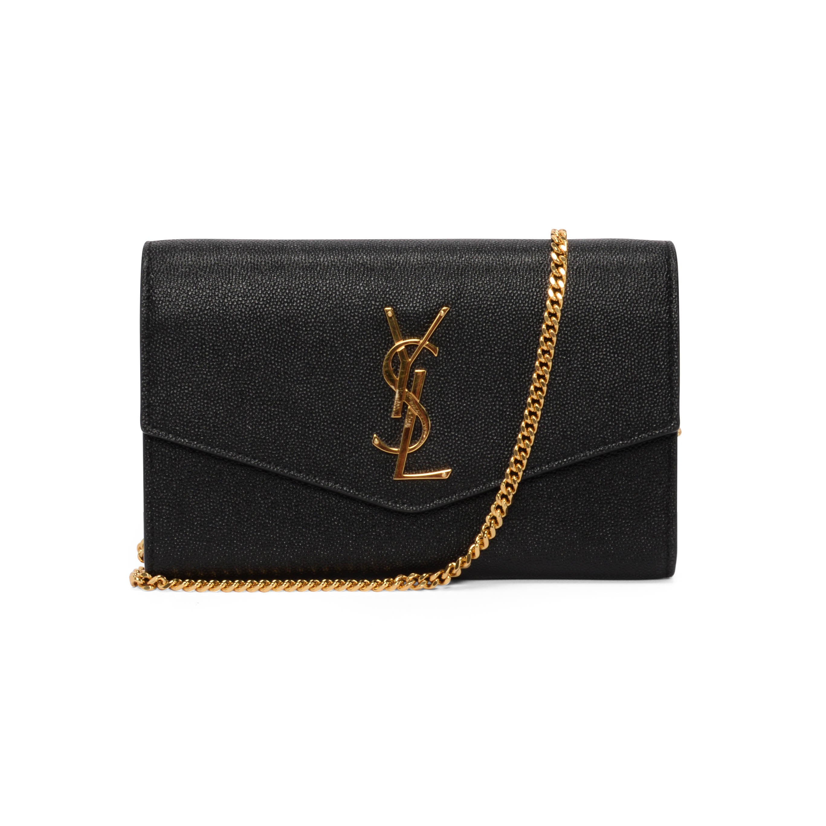 Saint Laurent Black Grain de Poudre Uptown Chain Wallet