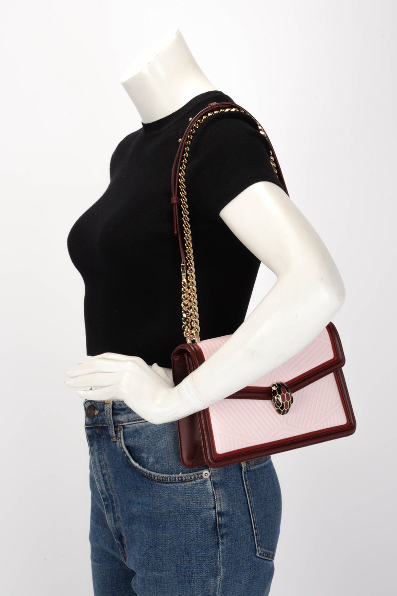 Bulgari Tri-Colour Nappa Diamond Blast Serpenti Forever Shoulder Bag