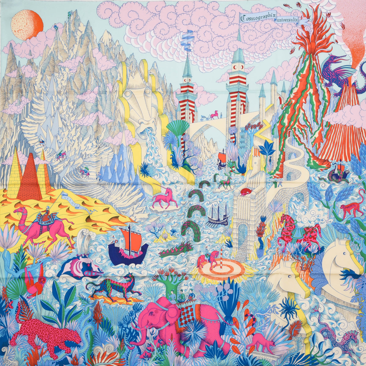 Hermes Multicolour Silk Cosmographia Universalis Scarf 90