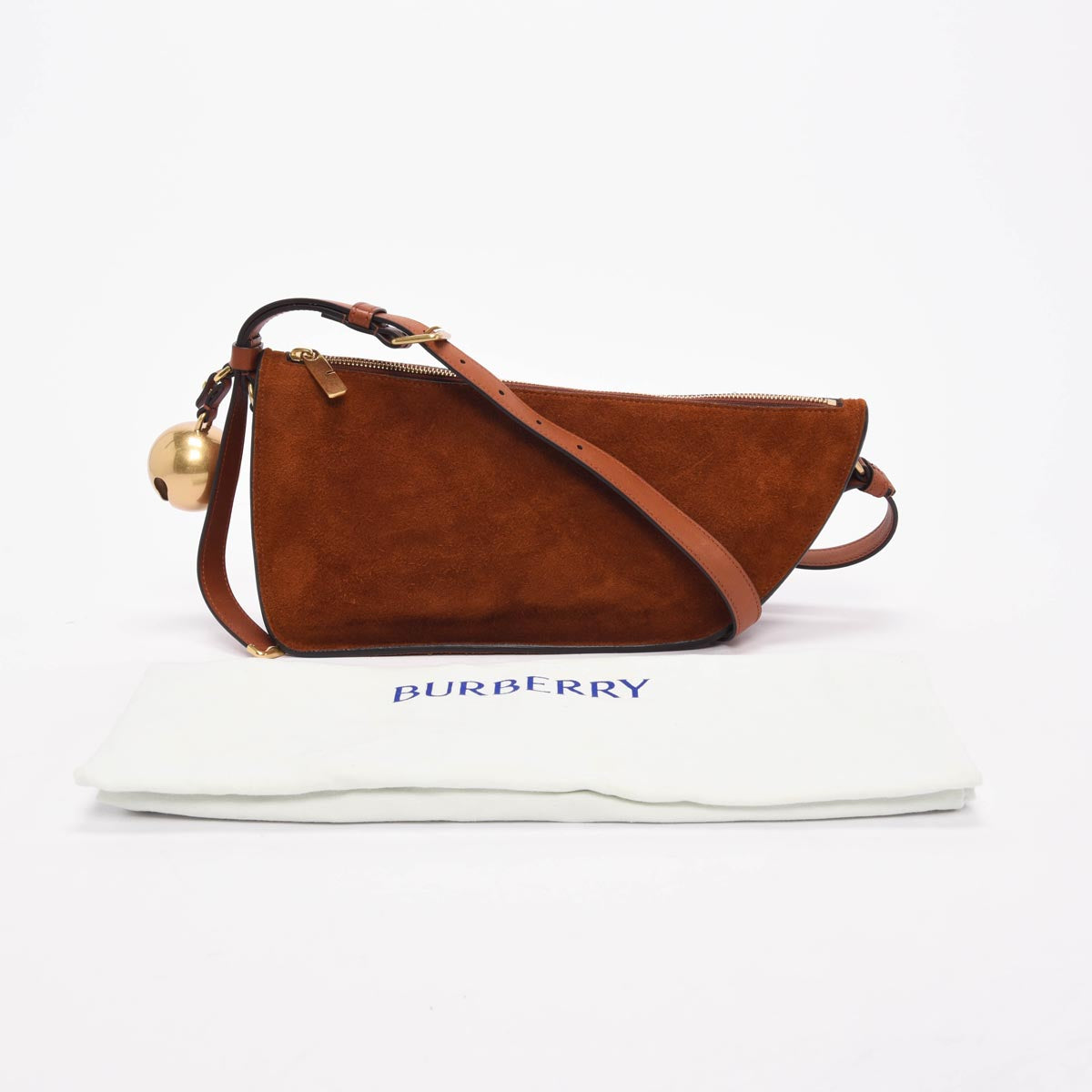 Burberry Tobacco Suede Shield Sling Bag