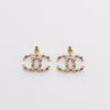 Chanel Light Gold Pearl & Crystal CC Earrings - Blue Spinach