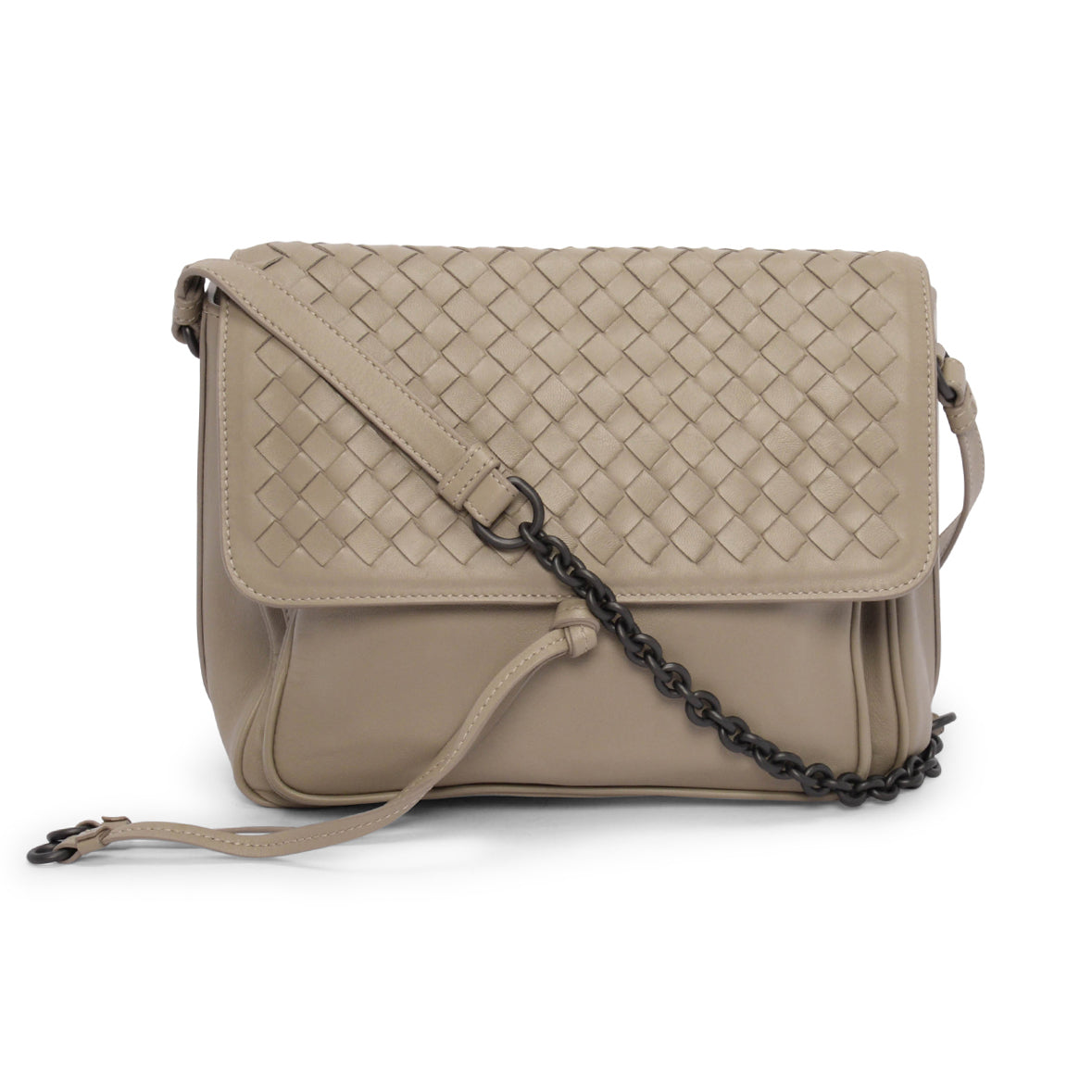 Bottega Veneta Stone Nappa Intrecciato Small Saddle Bag