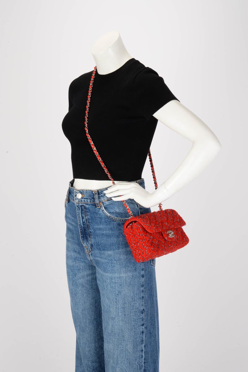 Chanel Red Tweed Classic Mini Flap Bag