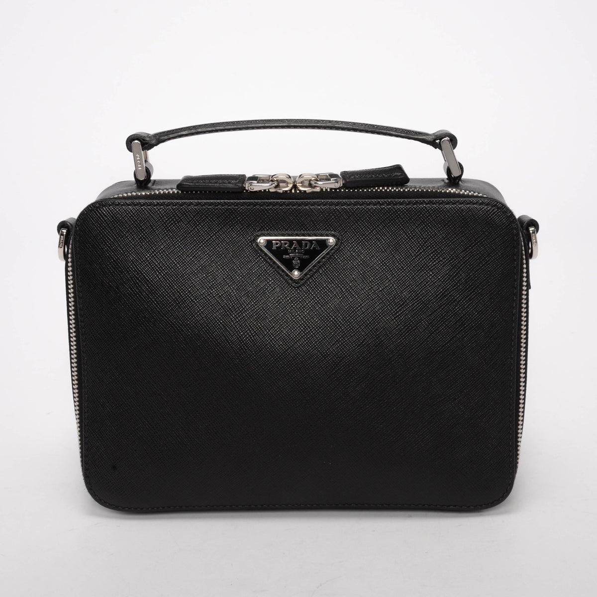 Prada Black Saffiano Medium Brique Bag