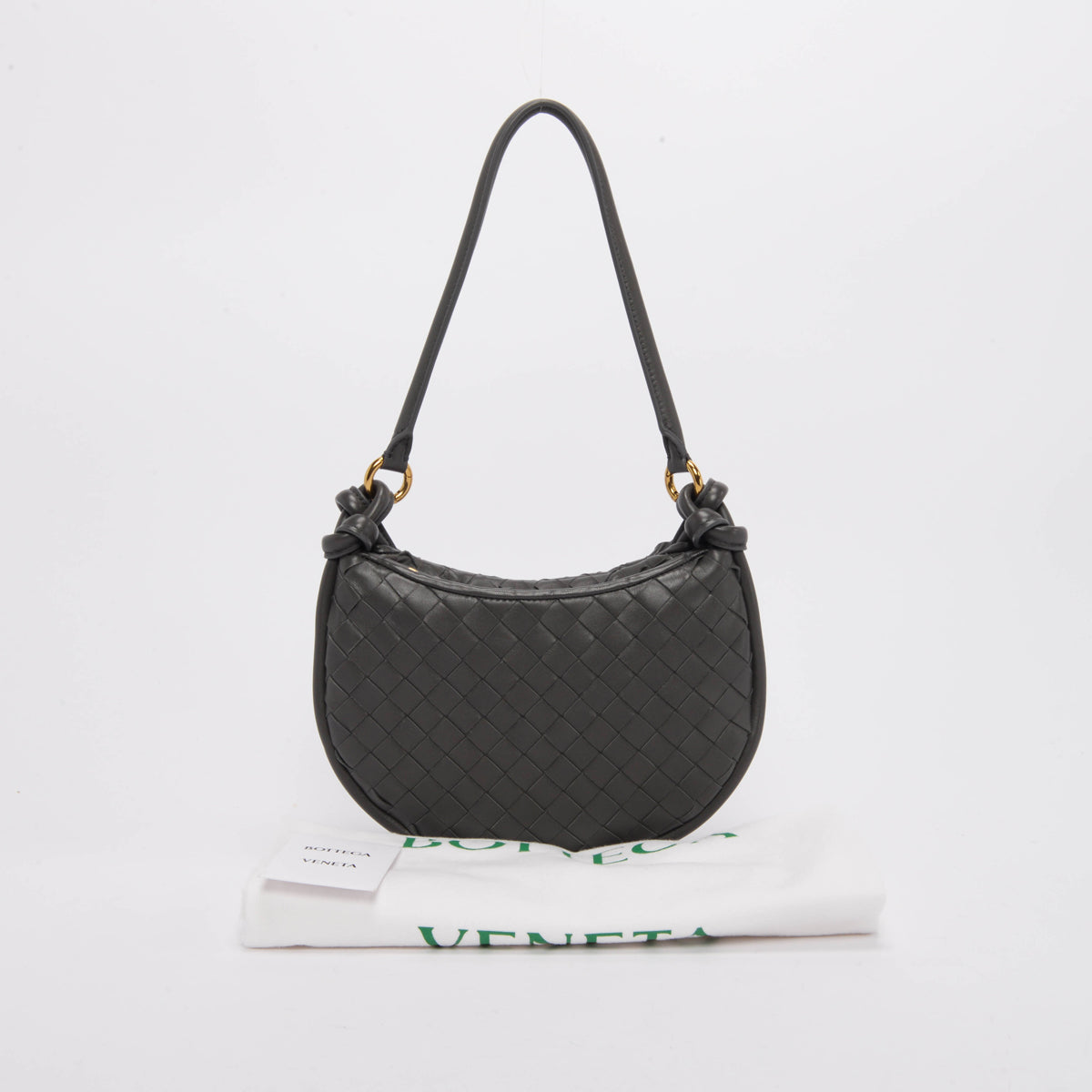 Bottega Veneta Graphite Intrecciato Lambskin Small Gemelli Bag