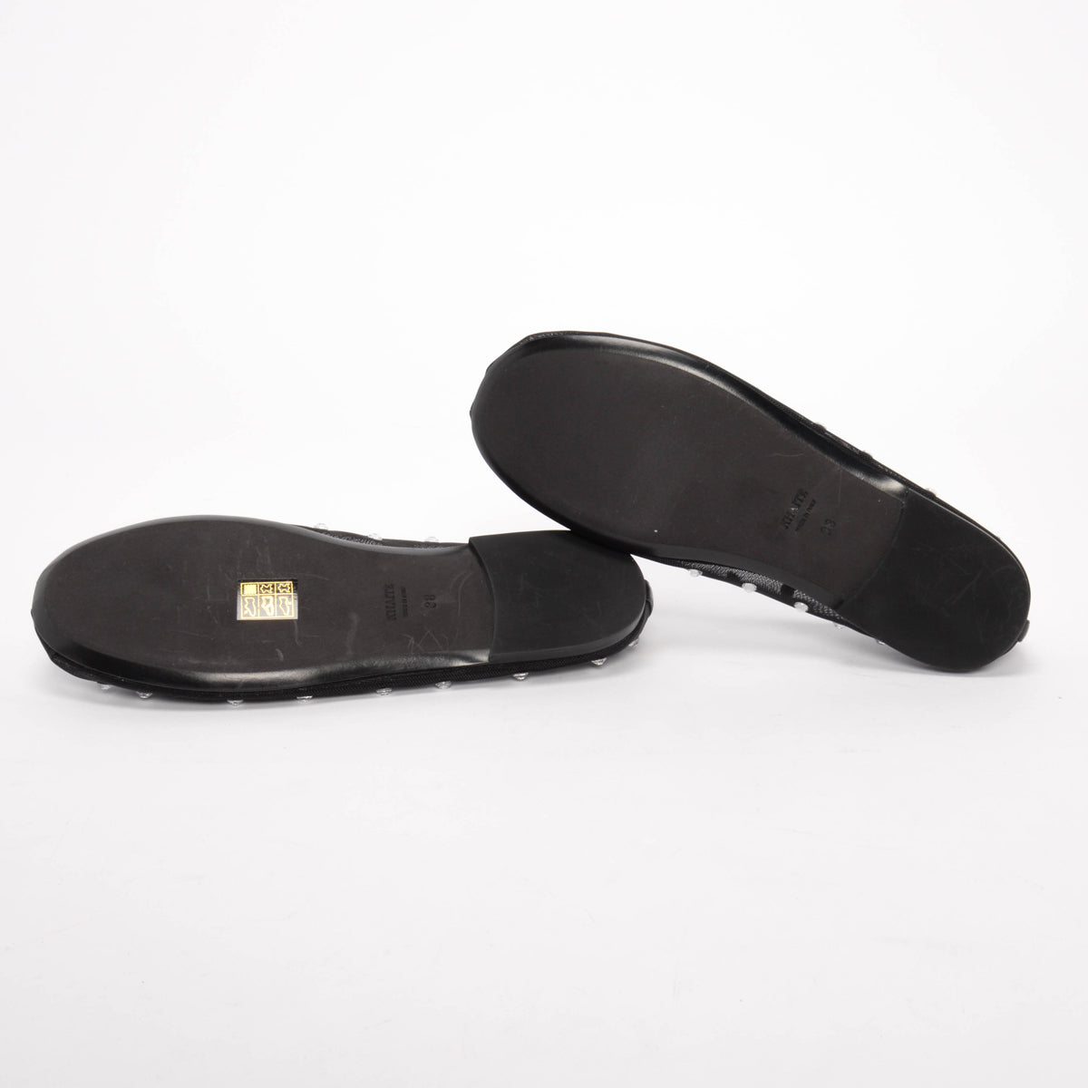 Khaite Black Crystal Embellished Mesh Marcy Ballet Flats 38