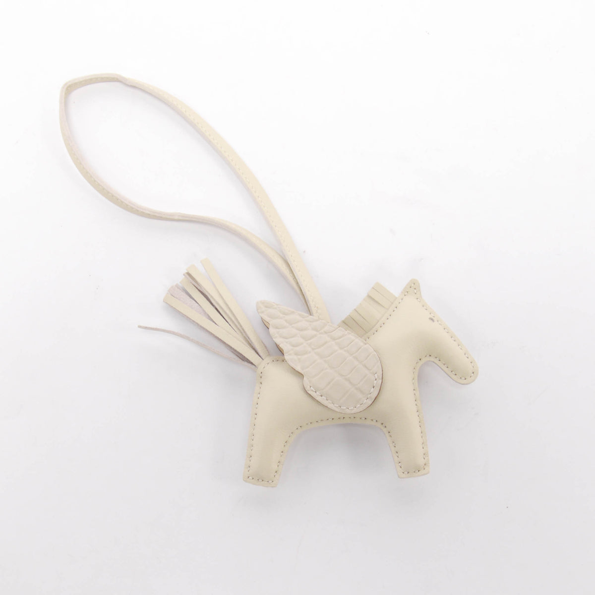 Hermes Craie Lambskin & Alligator Rodeo Pegase PM Bag Charm