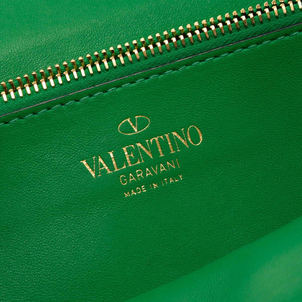 Valentino Ultra Green Nappa Stud Sign Shoulder Bag