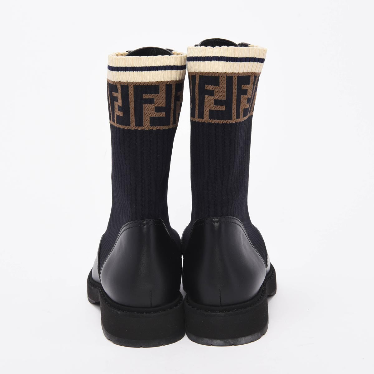 Fendi Black Calfskin Rockoko Biker Boots 39