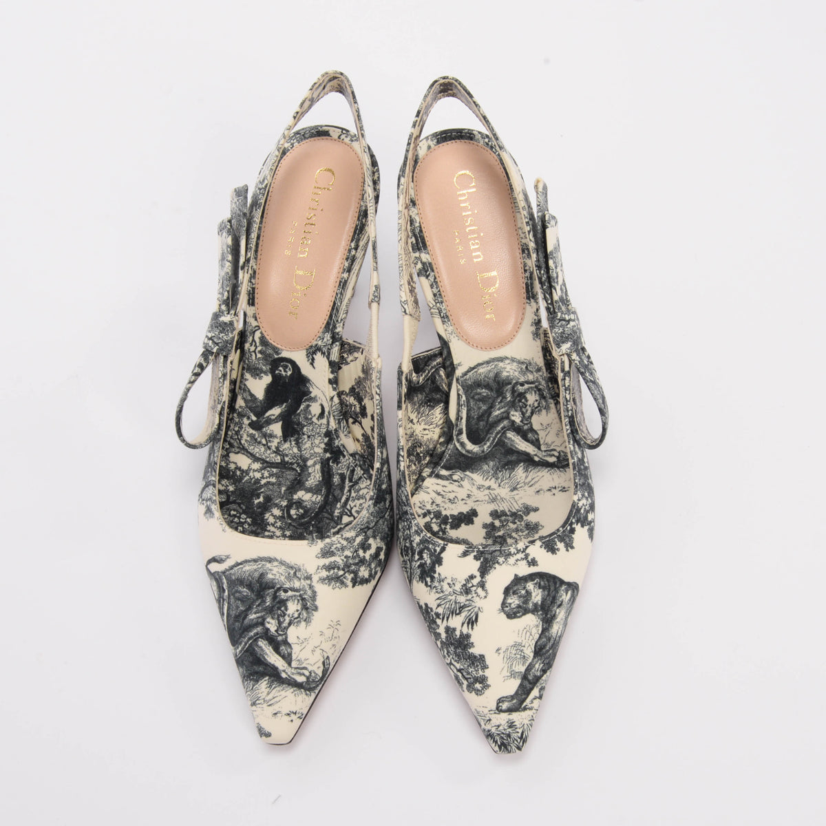 Dior Blue Toile De Jouy Sweet D Slingback Pumps 36