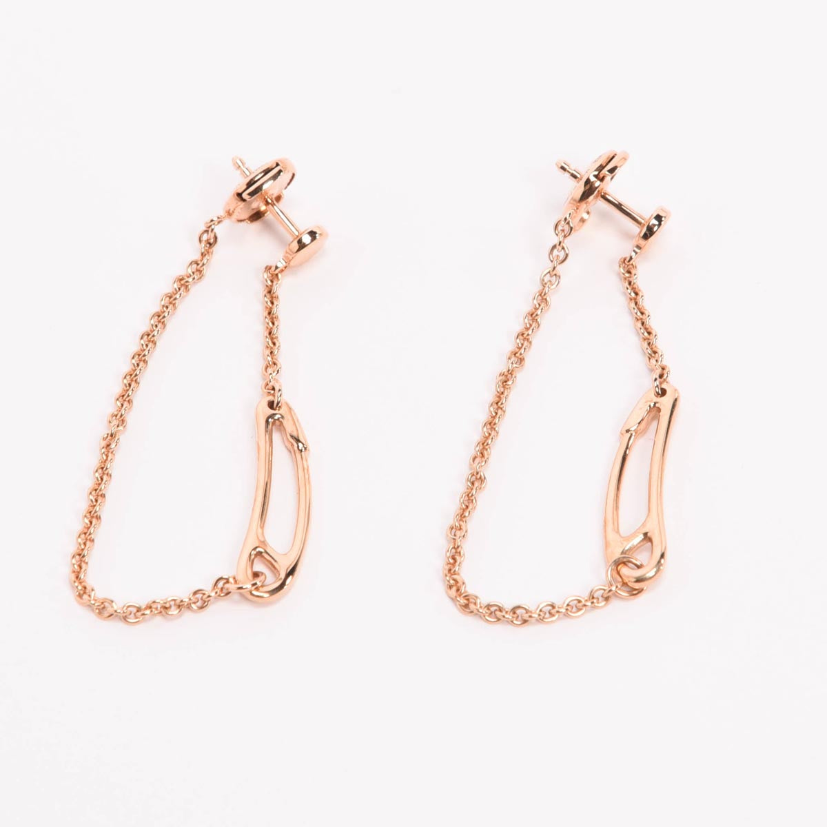 Hermes 18k Rose Gold Chaine D'ancre Mini Punk Earrings