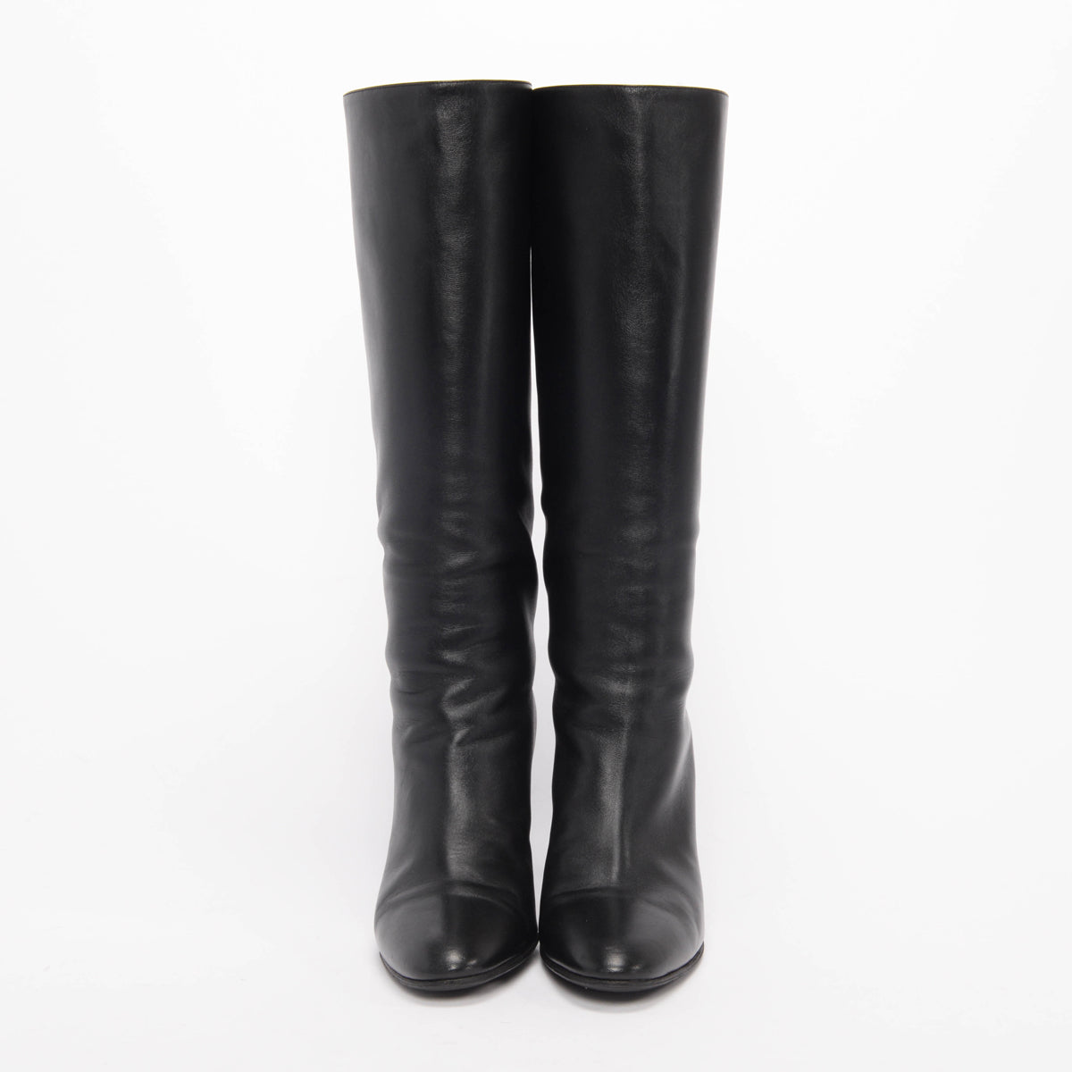 Gianvito Rossi Black Calfskin Laura 85 Knee High Boots 39