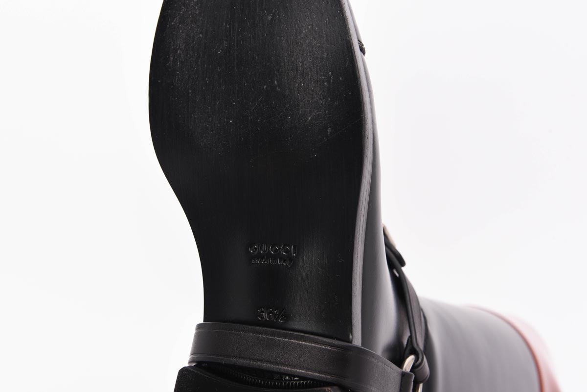 Gucci Black & Amber Calfskin Zelda Harness Boots 36.5