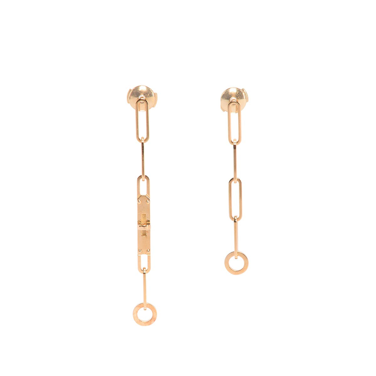 Hermes 18k Gold Very Small Model Kelly Chaine Earrings