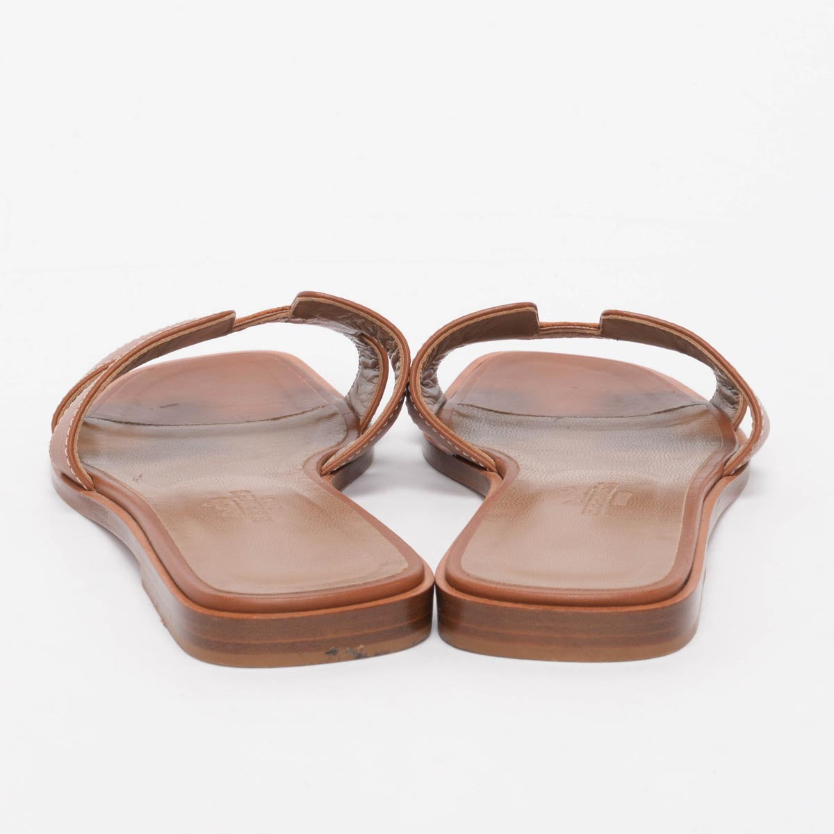 Hermes Gold Calfskin Oran Sandals 37