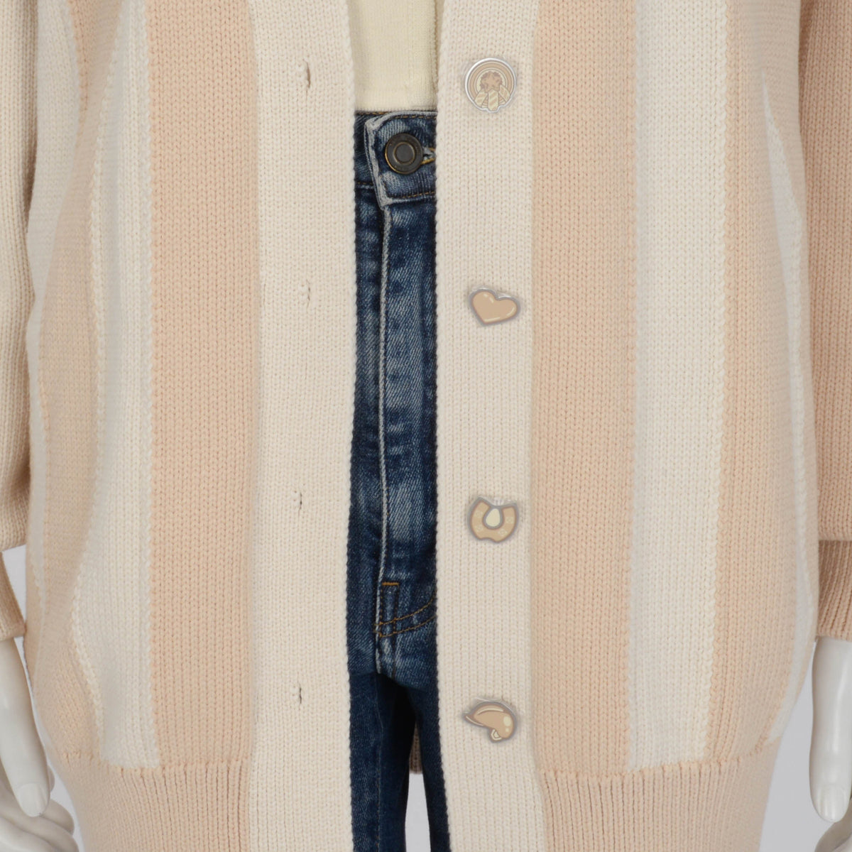 Hermes Blanc Nature Knit Candy Libris Cardigan FR 36
