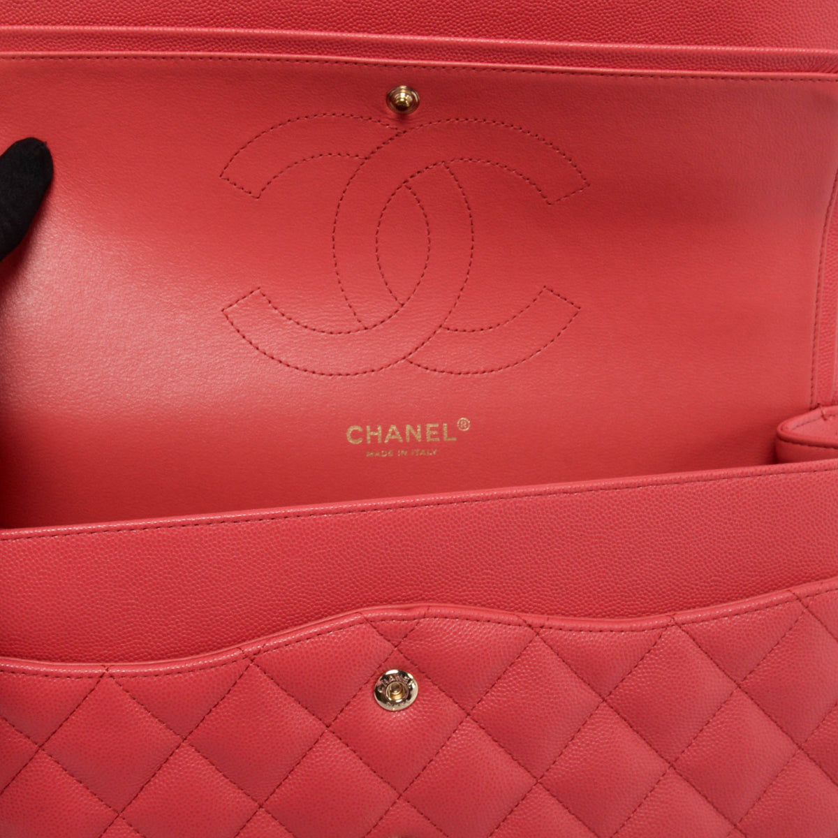 Chanel Pink Quilted Caviar Large Classic Flap Shoulder Bag