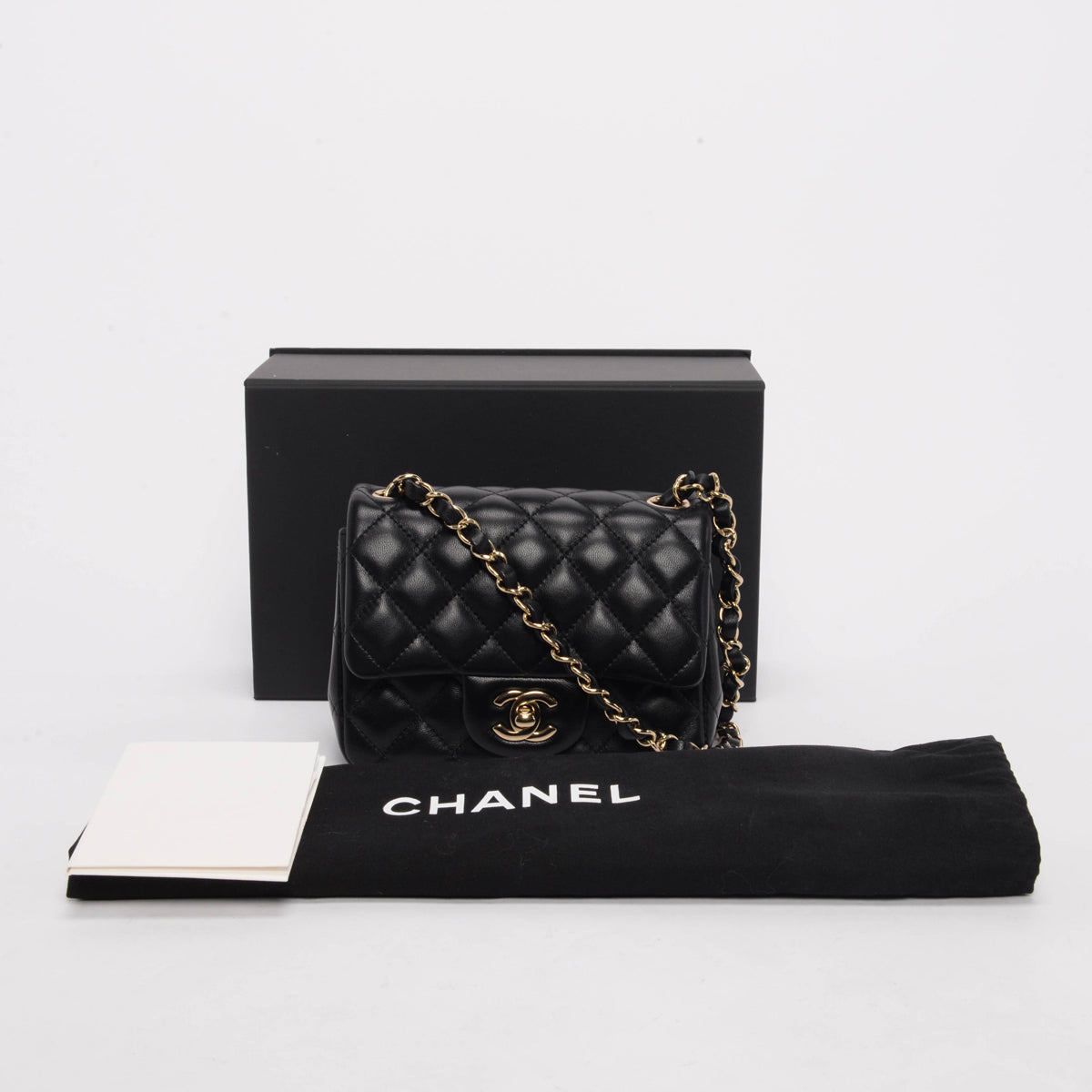 Chanel Black Quilted Lambskin Mini Square Flap Bag