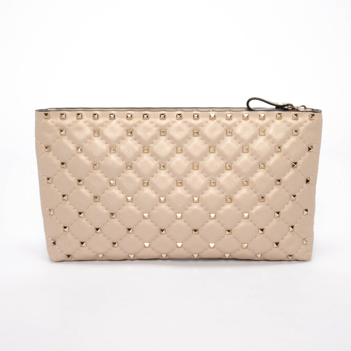 Valentino Champagne Laminated Nappa Rockstud Spike Clutch