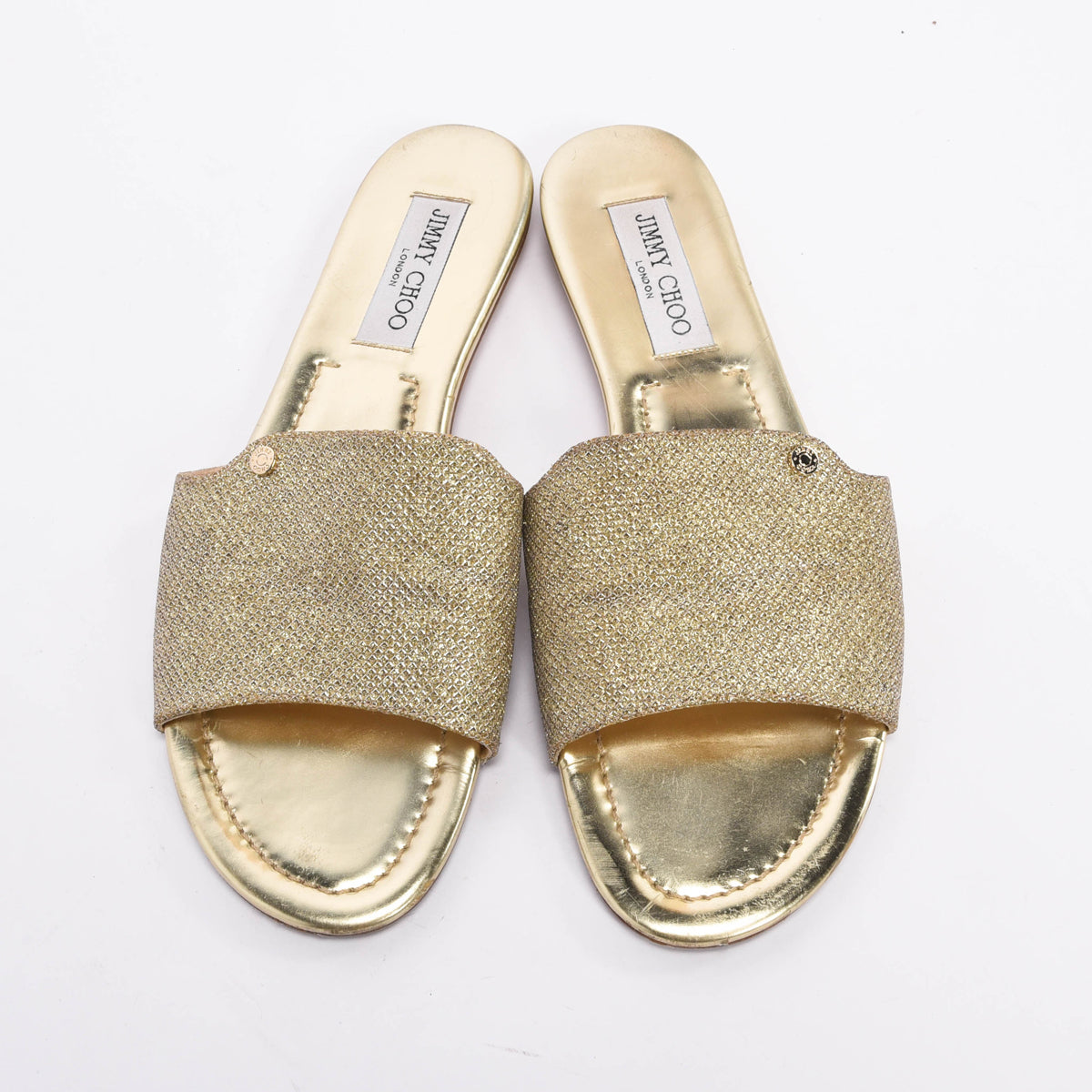 Jimmy Choo Gold Glitter Nanda Slides 40