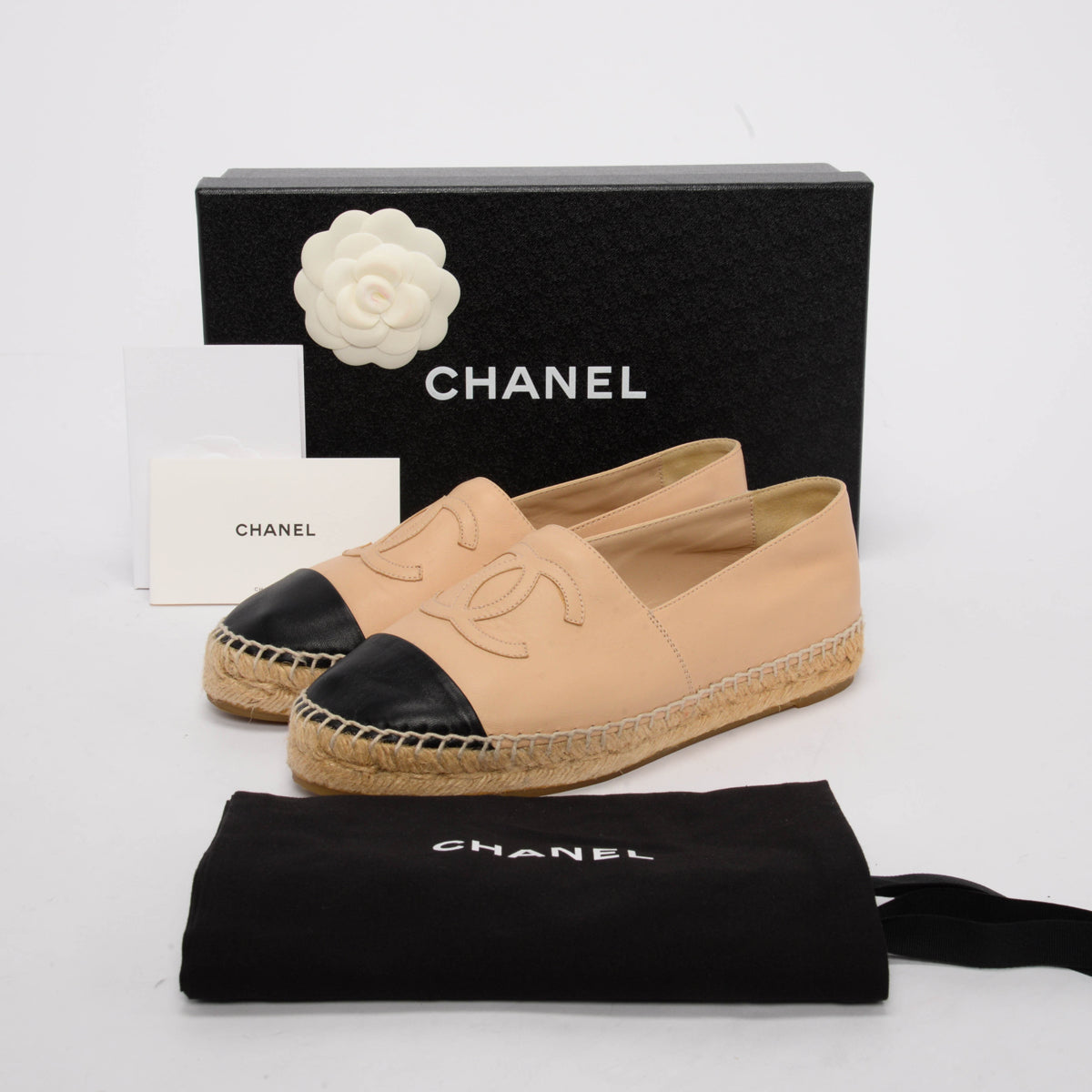 Chanel Beige Lambskin CC Espadrilles 37