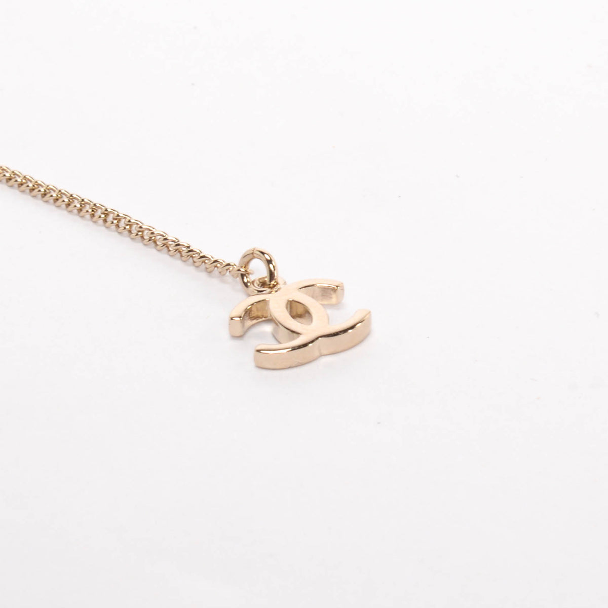 Chanel Light Gold & Emerald Crystal & Pearl Deer Pendant Necklace