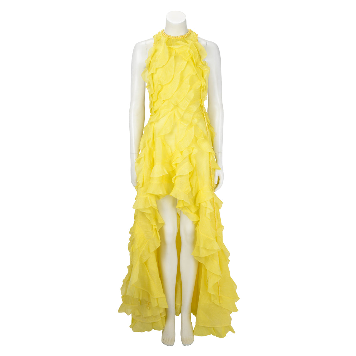 Zimmermann Lemon Linen & Silk Wonderland Ruffle Gown