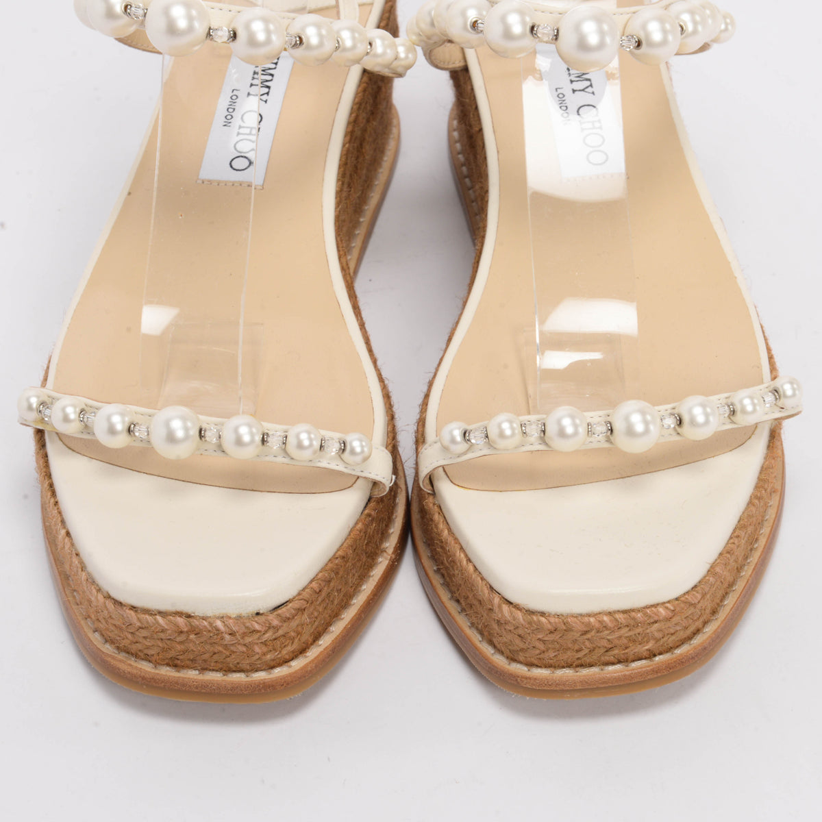 Jimmy Choo White Rope Amatuus Embellished Sandals 41