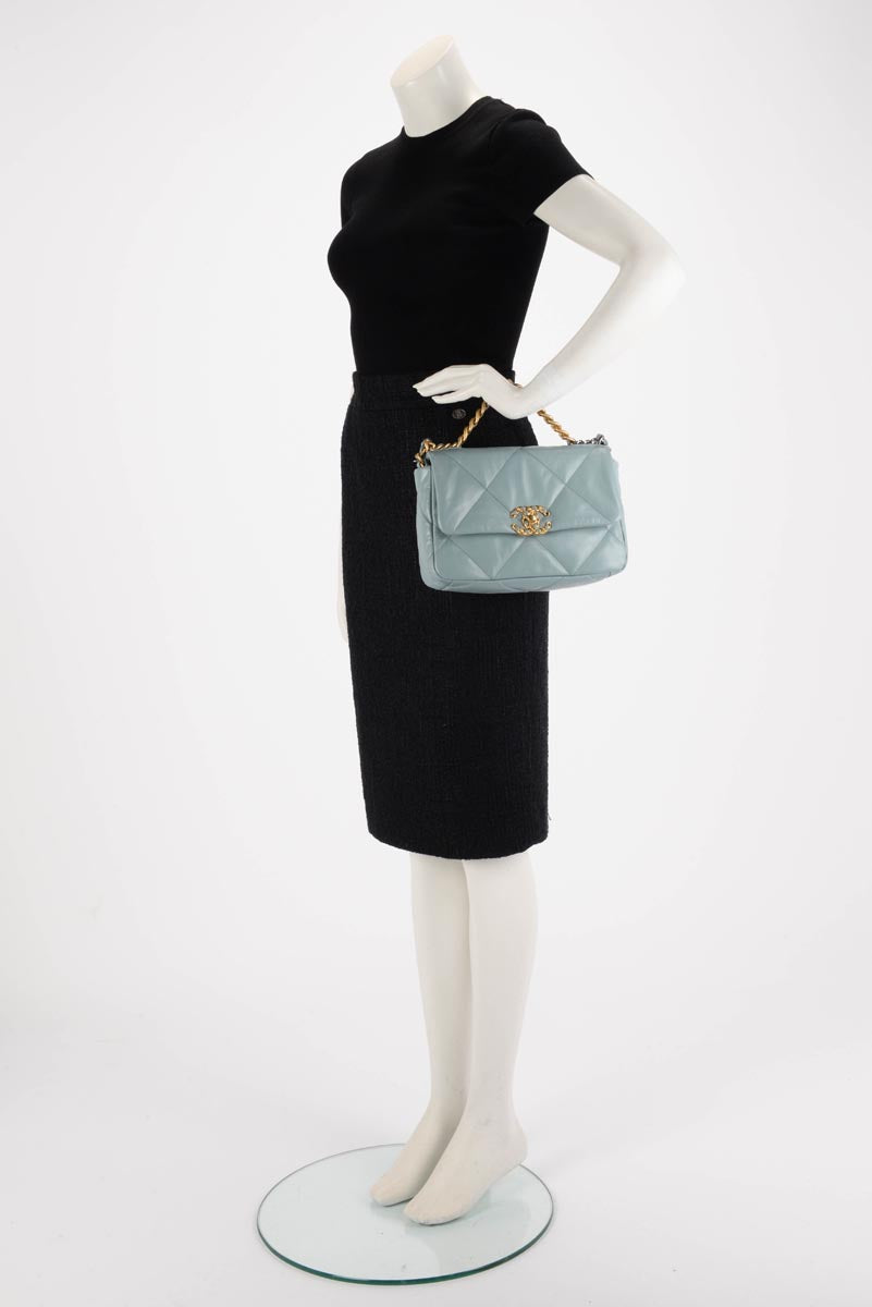 Chanel Blue Quilted Lambskin Medium Chanel 19 Flap Bag