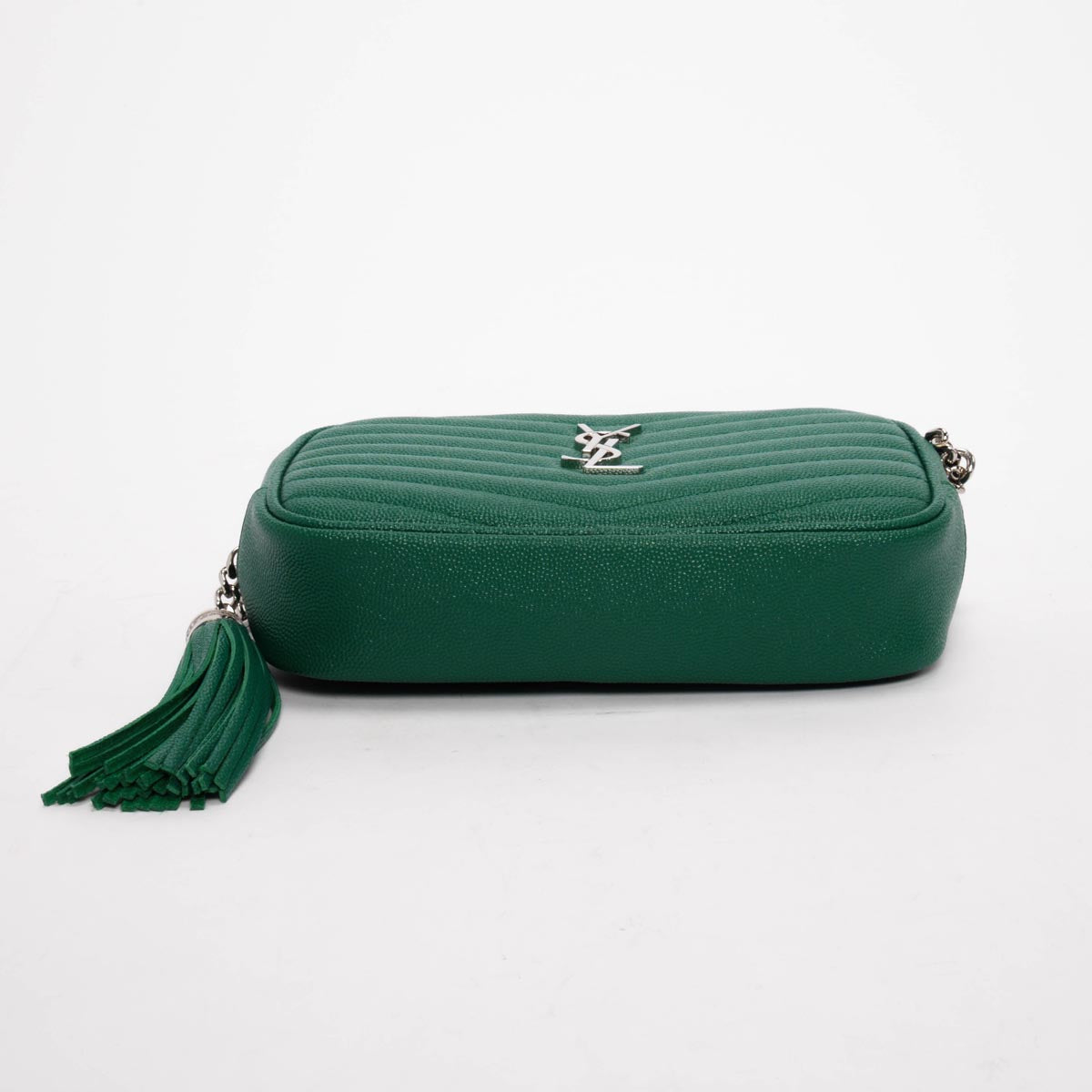 Saint Laurent Green Field Quilted Grain de Poudre Lou Mini Bag