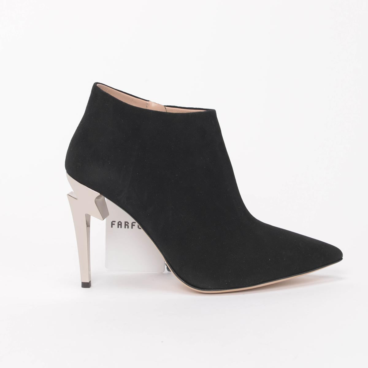 Giuseppe Zanotti Black Suede Lightening Bolt Heel Booties 37.5