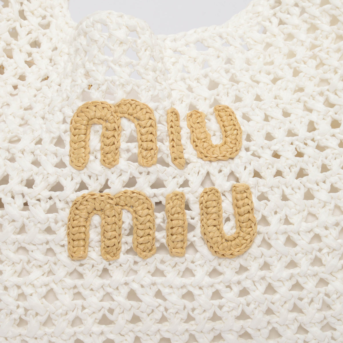 Miu Miu White Woven Hobo Tote Bag
