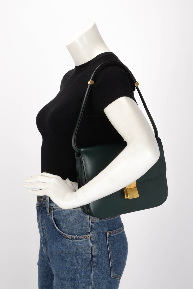 Celine Forest Green Box Calf Classic Box Bag