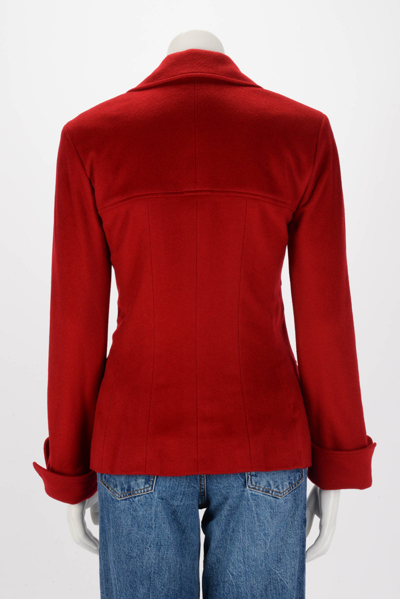 Chanel Red Cashmere Four Pocket Jacket FR 38