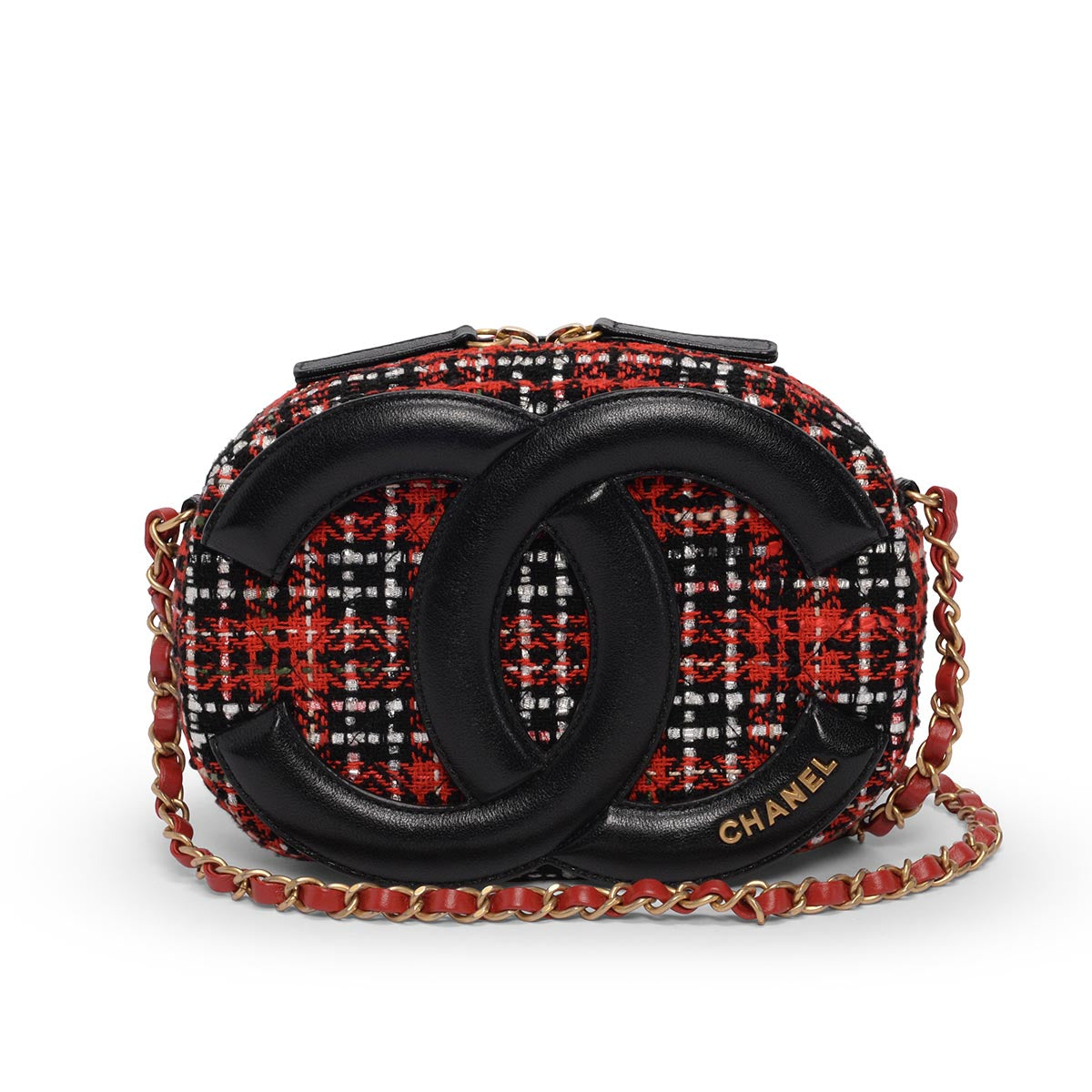 Chanel Red Tweed & Lambskin Coco Midnight Camera Case