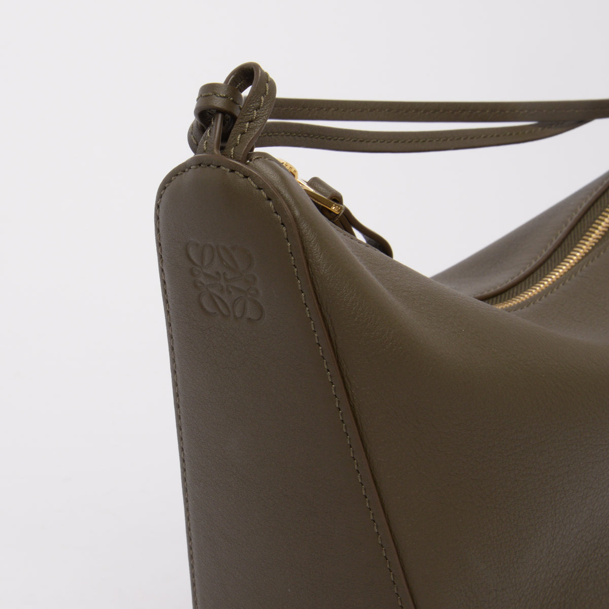 Loewe Olive Calfskin Braided Handle Mini Hammock Hobo + Strap