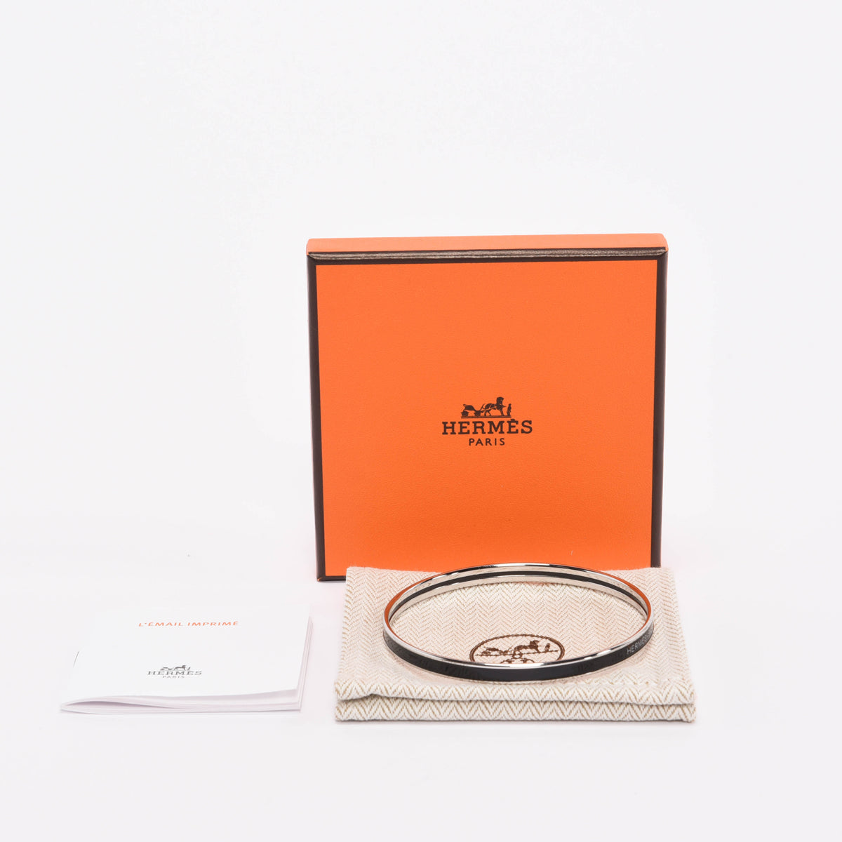 Hermes Black & Silver Enamel Uni Bangle