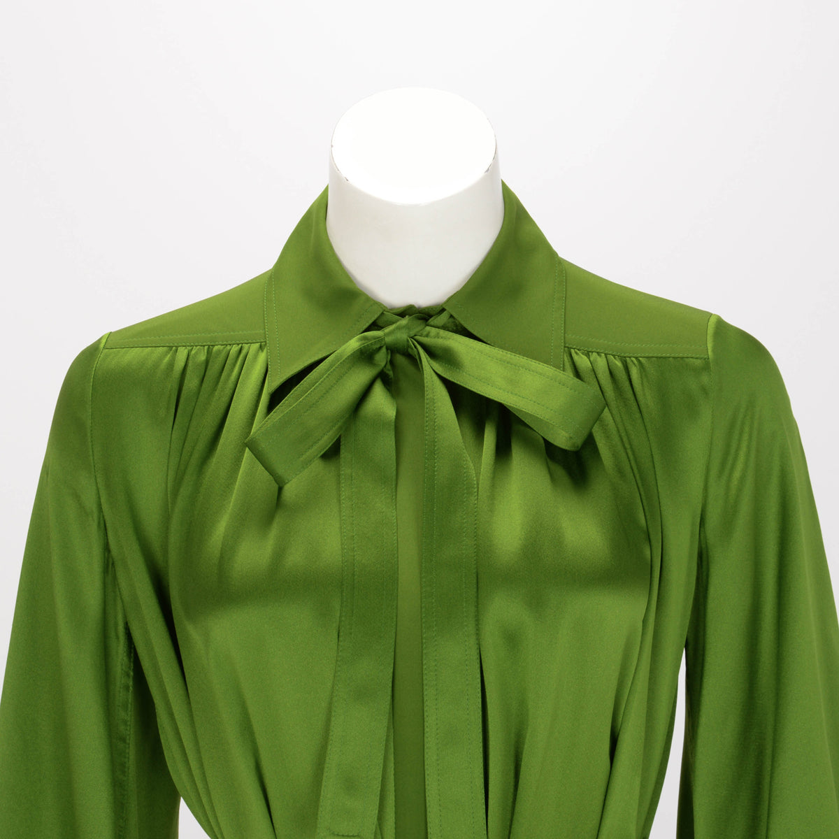 Celine Green Silk Belted Midi Dress FR 34