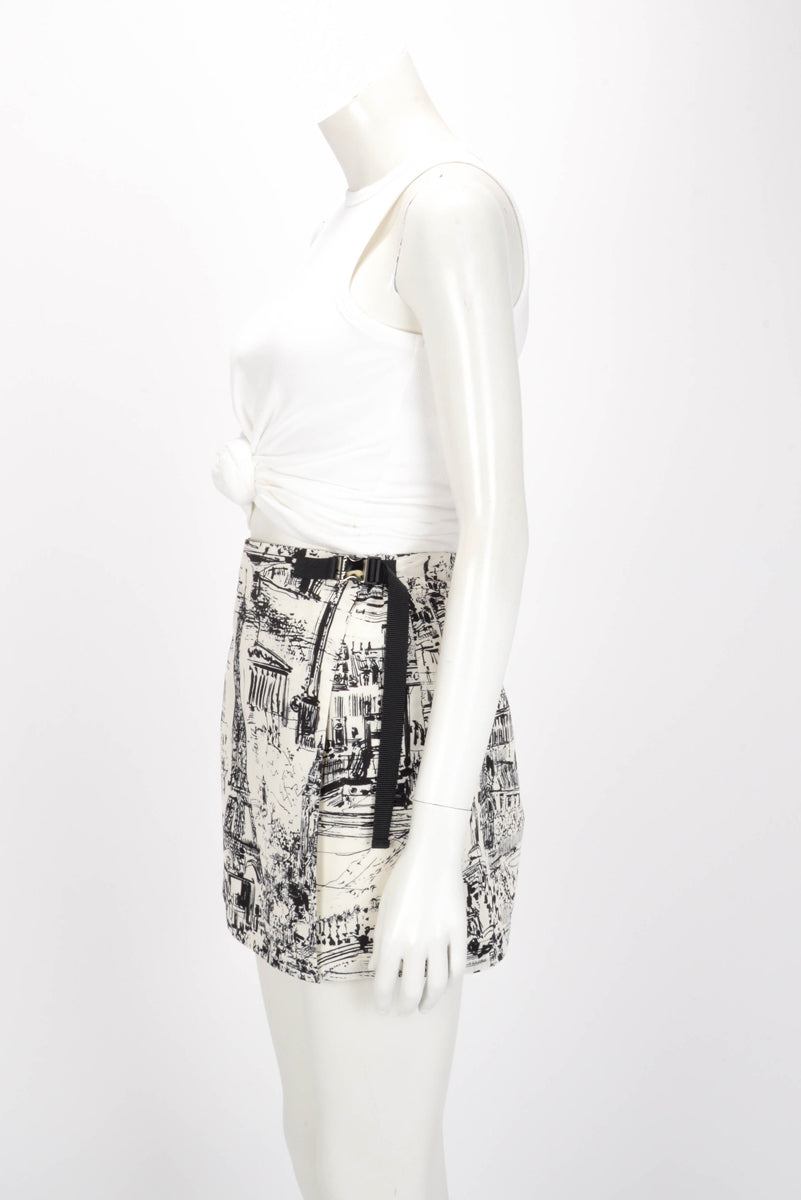 Dior Black & White Nylon Graphic Print Skort FR 38