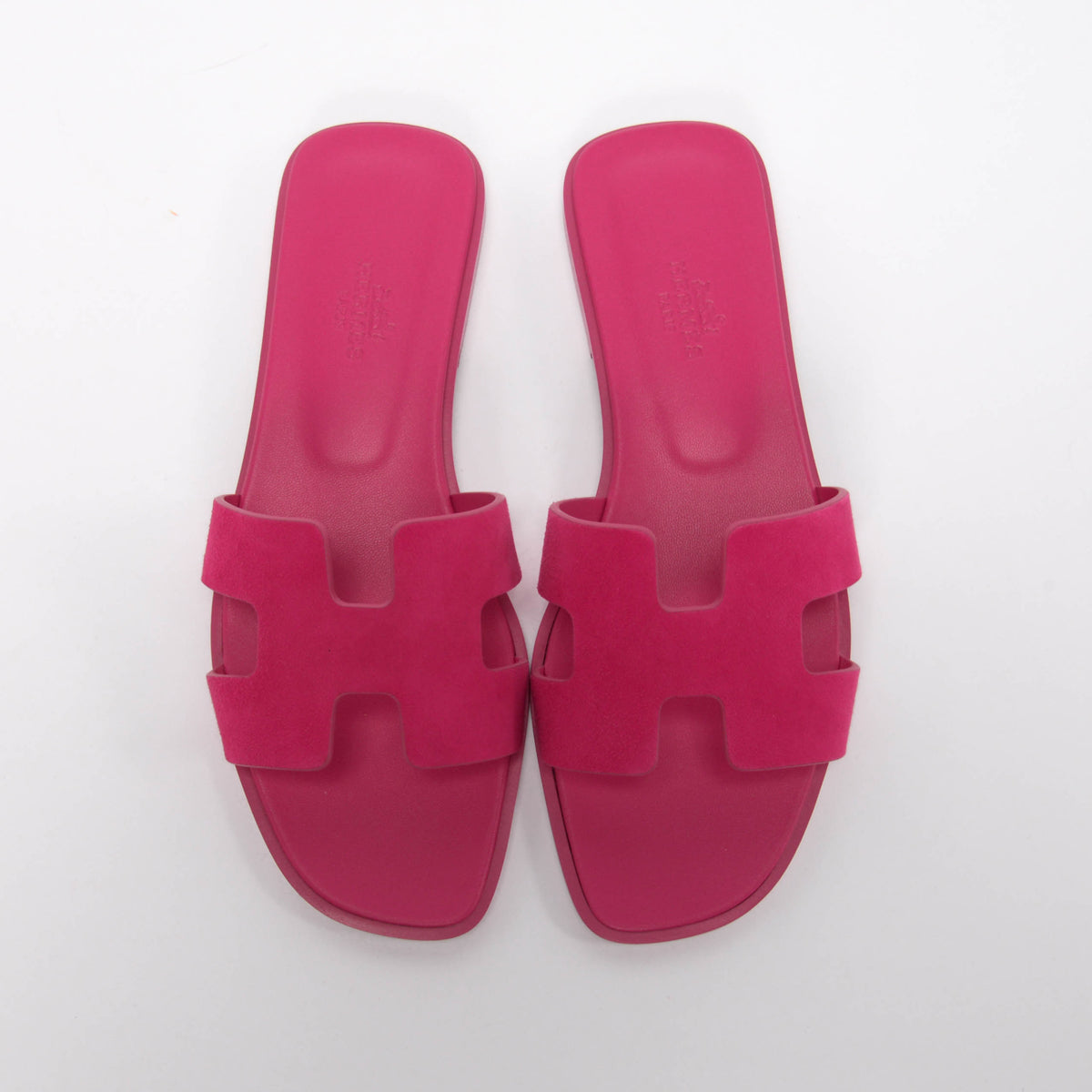 Hermes Rose Sakura Suede Oran Sandals 36