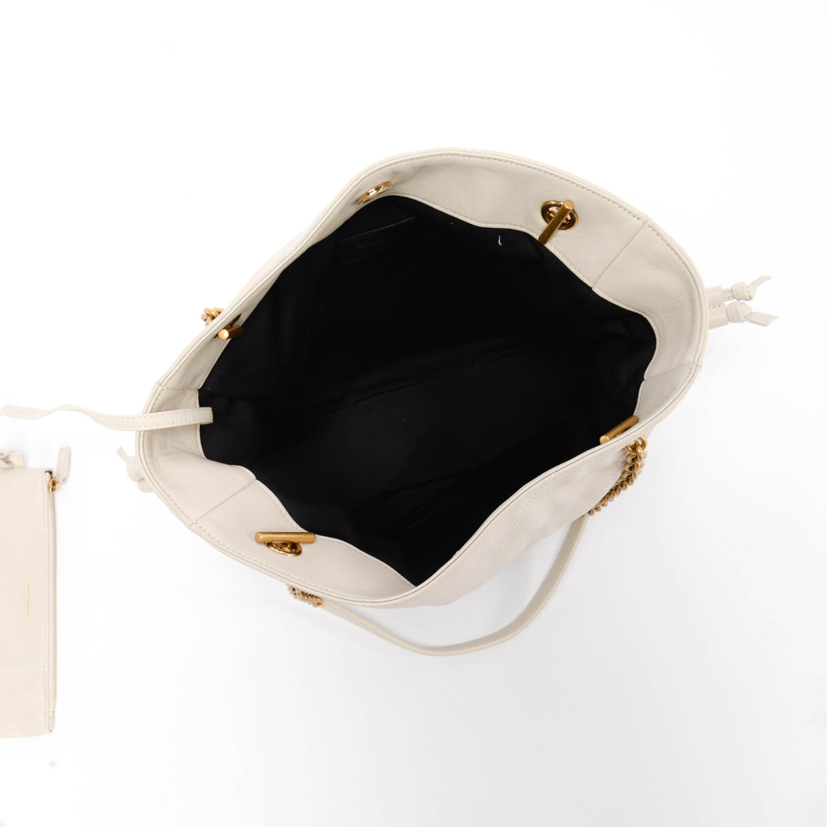 Saint Laurent Ivory Lambskin Small Jamie Shopping Tote