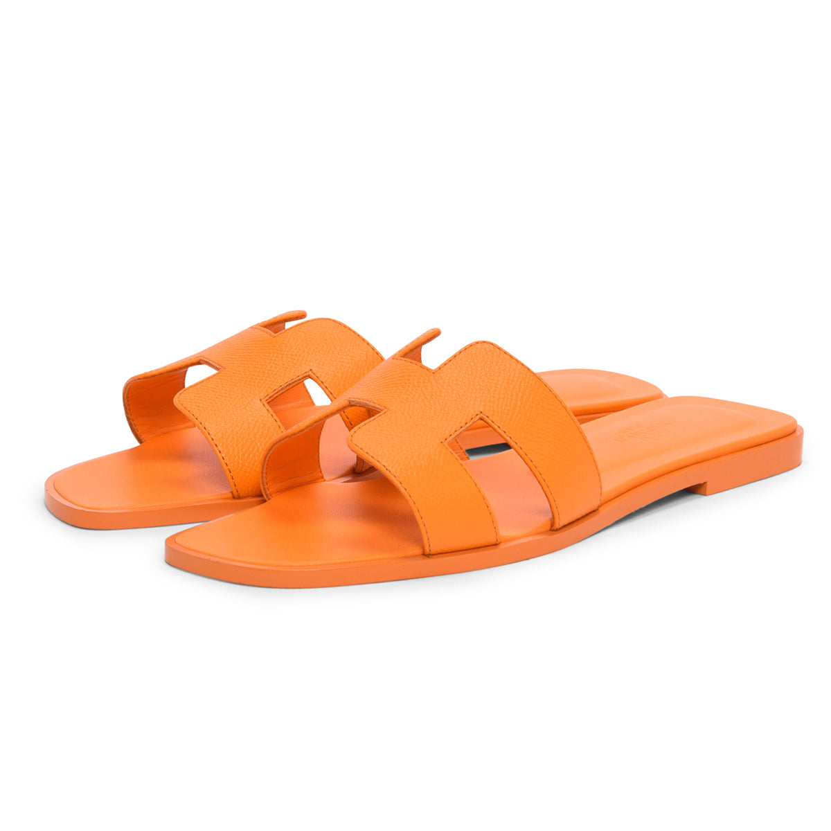 Hermes Orange Sunset Epsom Oran Sandals 38