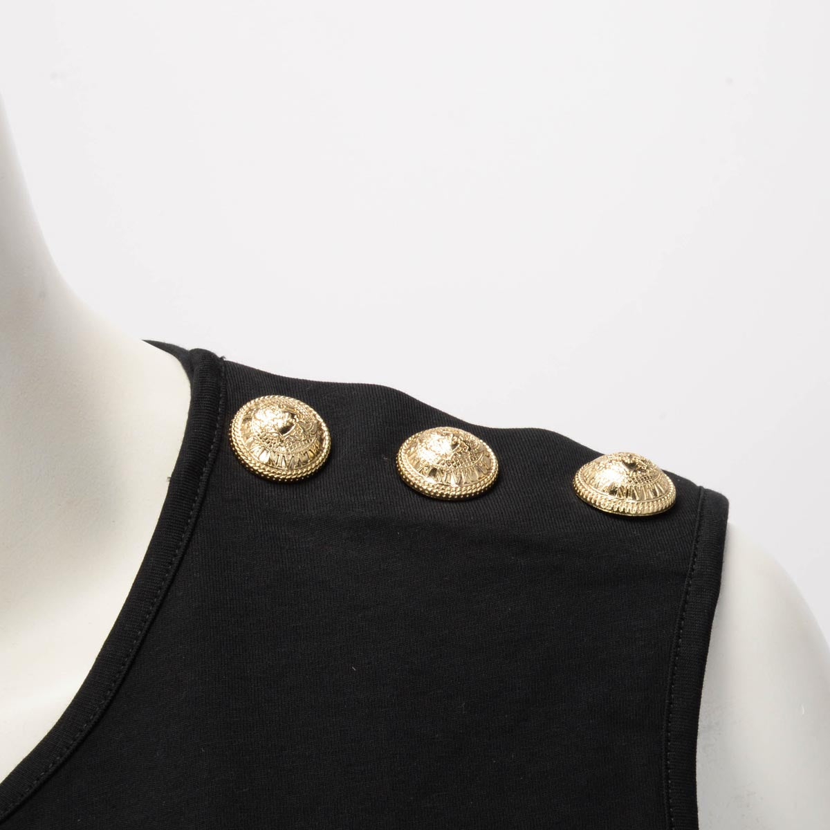 Balmain Black Cotton Logo Tank Top FR 38