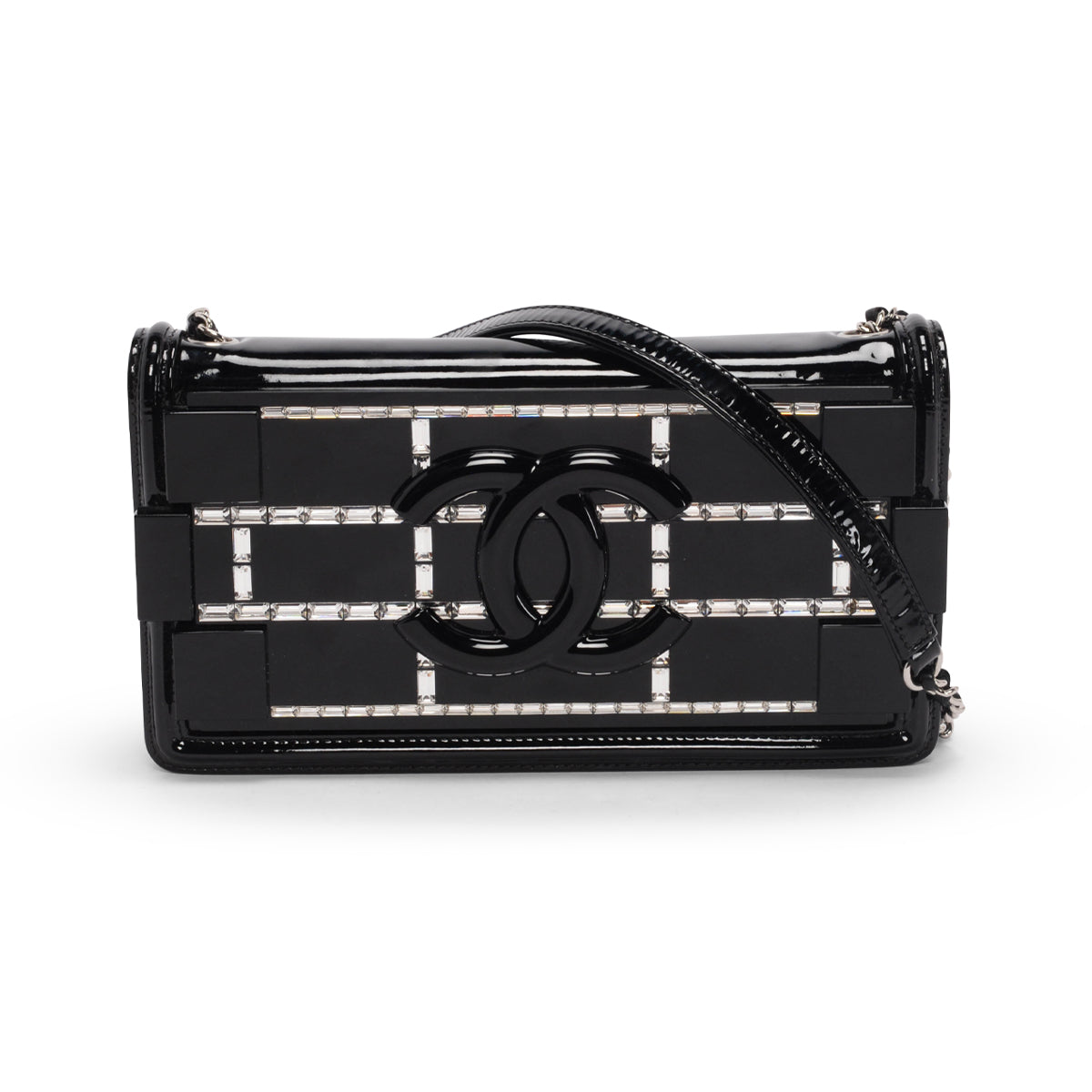 Chanel Black Patent & Crystal Boy Brick Flap Bag