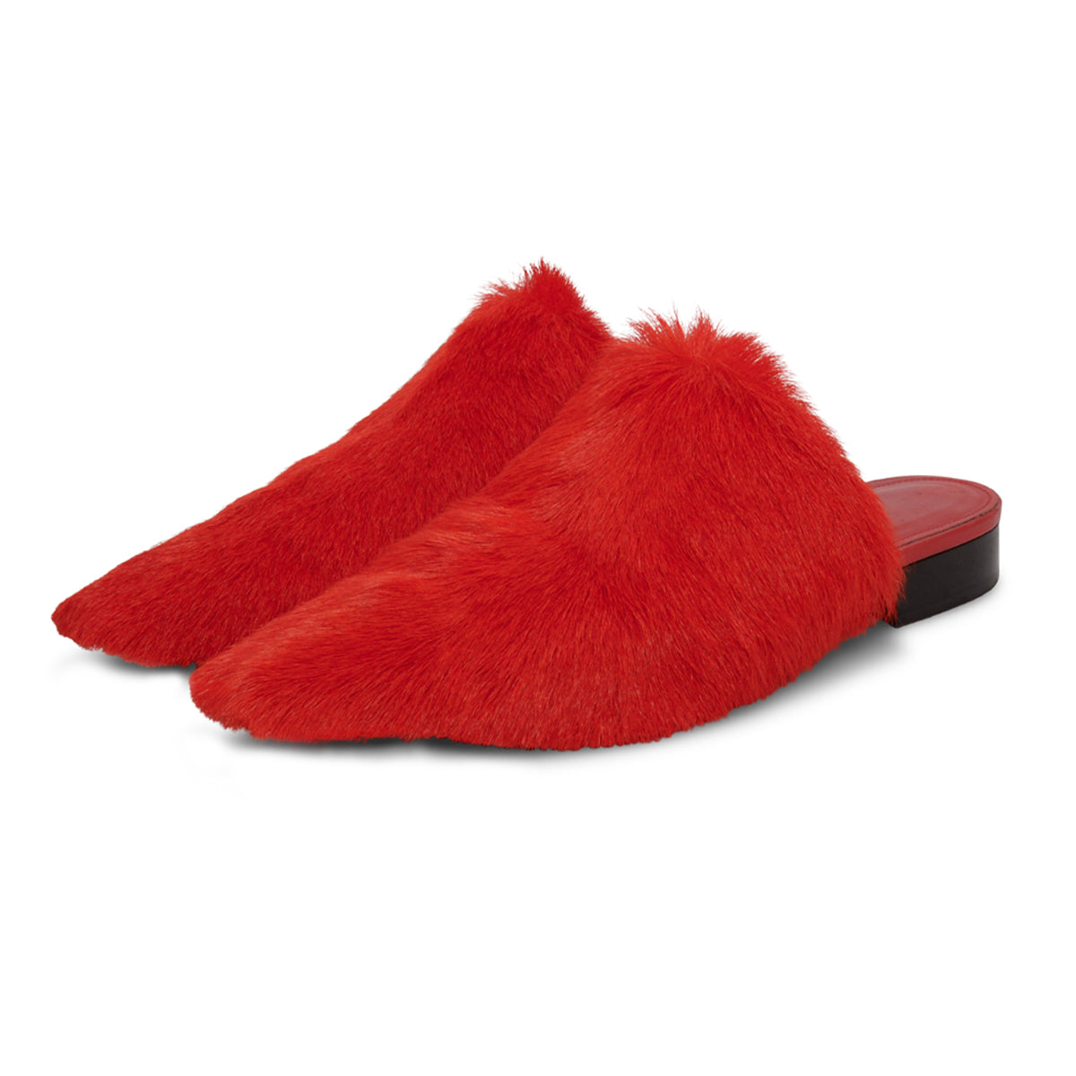 Ferragamo Flame Red Calf Hair Selestina Flats 10
