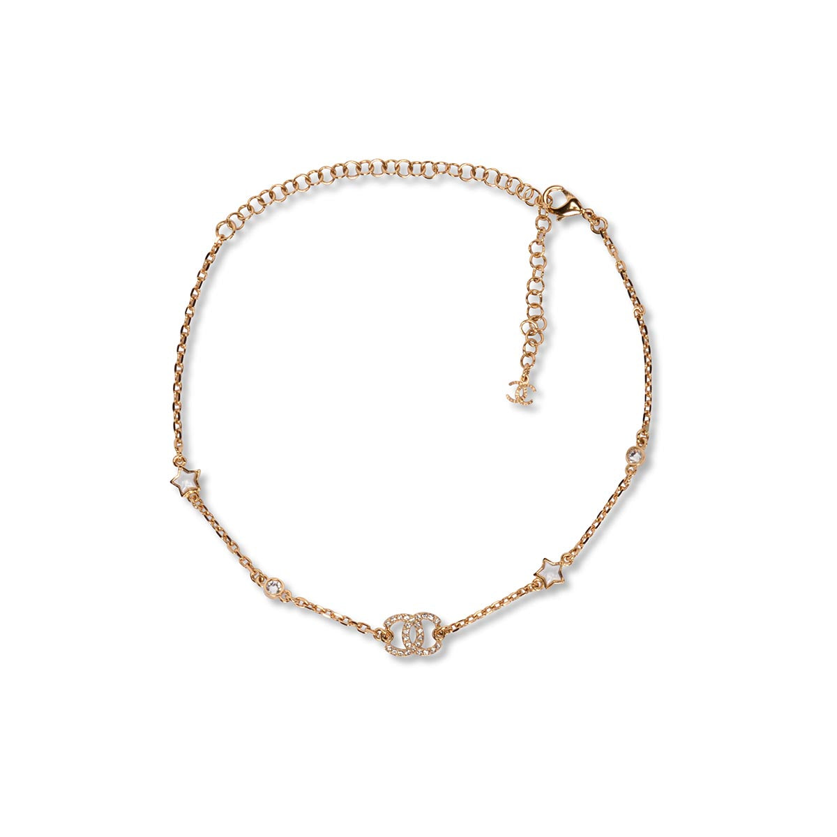 Chanel Gold Crystal CC Star Choker Necklace