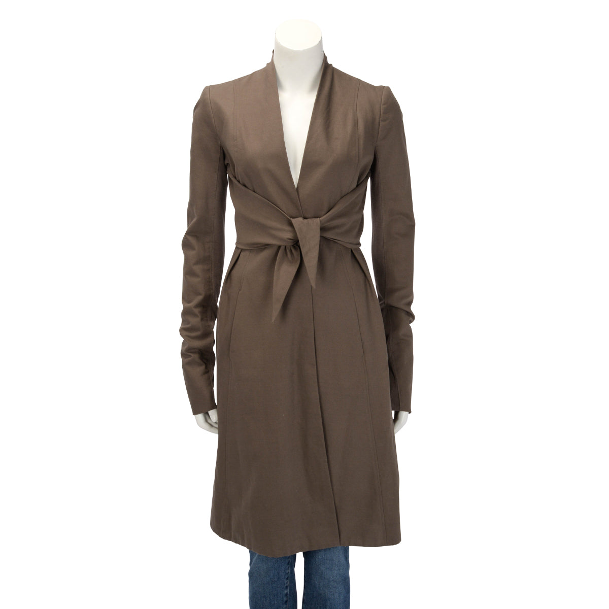 Rick Owens Brown Cotton Drill Open Coat M