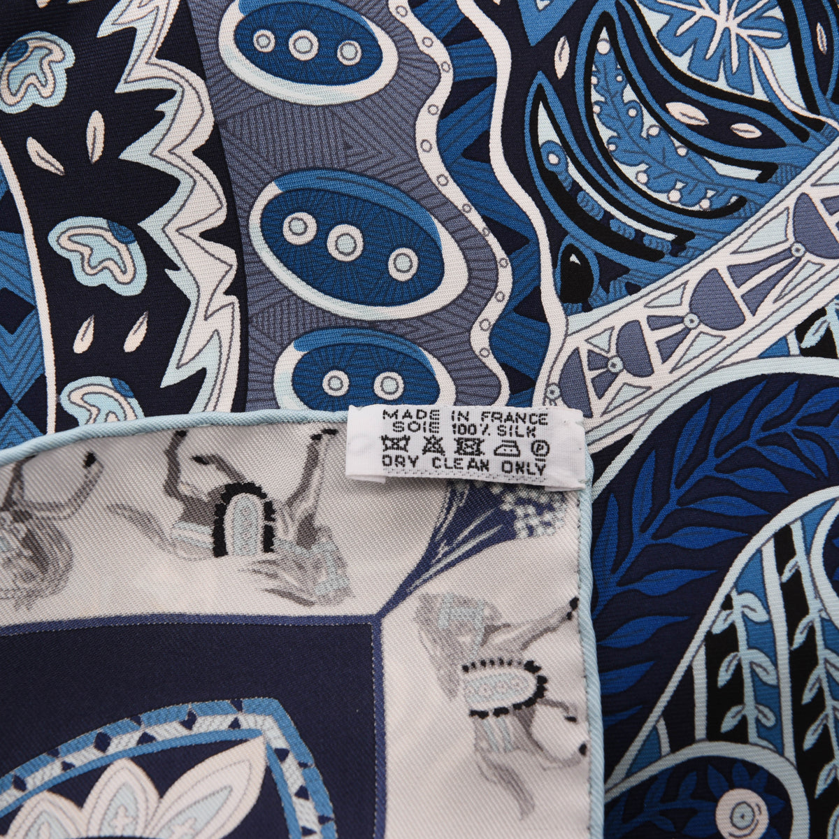 Hermes Blue Silk Le Jardin De La Maharani Scarf